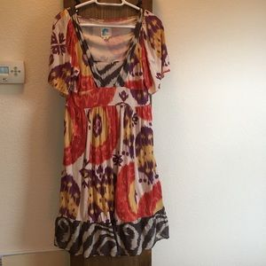 Anthropologie C. Keer Persian Moon Ikat Dress- S